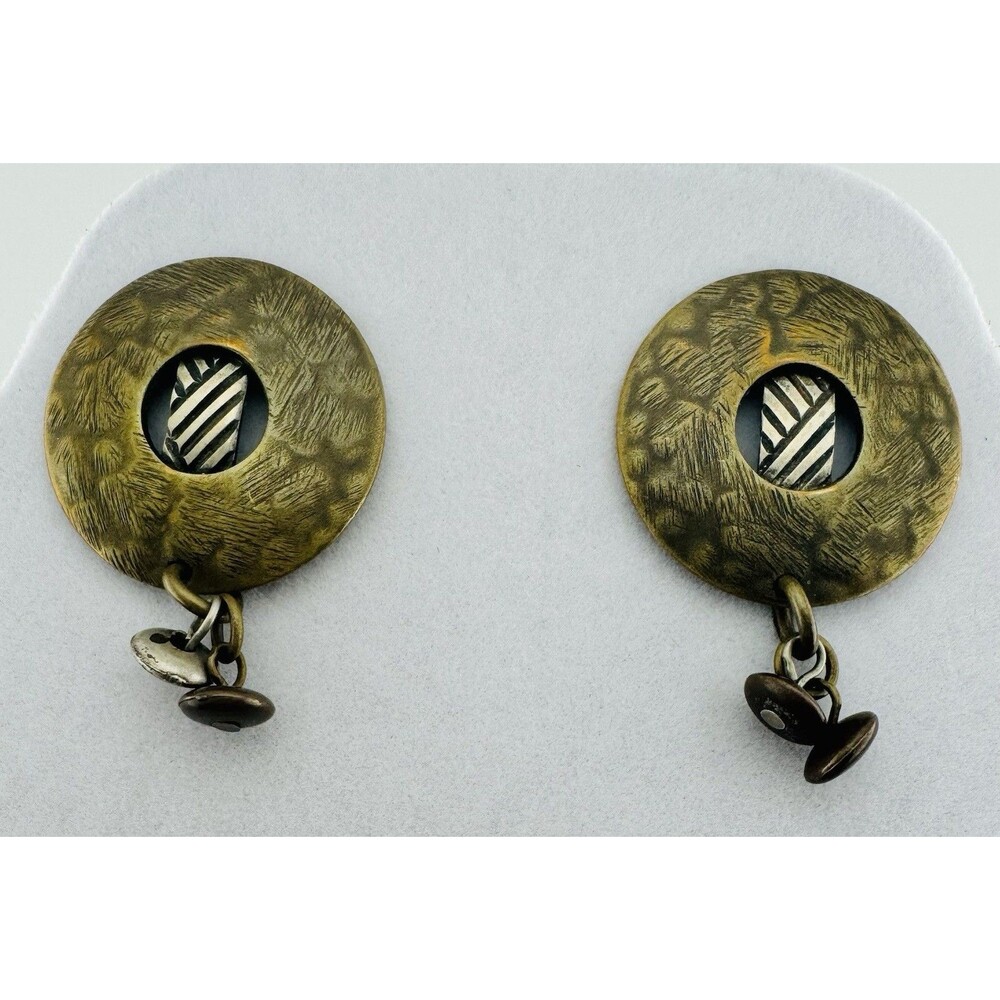 Vintage Marjorie Baer SF Mixed Metal Post Earrings Artisan Modernist Brutalist